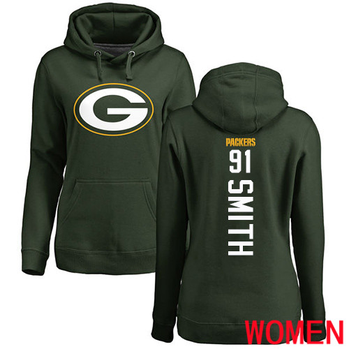 Green Bay Packers Green Women 91 Smith Preston Backer Nike NFL Pullover Hoodie Sweatshirts